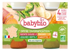 Babybio Mes 1ers Légumes Offre Diversification dès 4 Mois Bio 4 Pots de 130 g