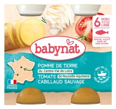 Babybio Babynat Pomme de Terre Tomate Cabillaud Sauvage 6 Mois et + 2 Pots de 200 g