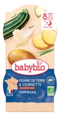 Babybio Bonne Nuit Pomme de Terre Courgette Parmesan 8 Mois et + Bio 2 Bols de 200 g