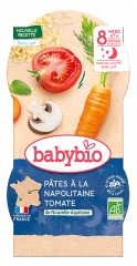 Babybio Bonne Nuit Pâtes à la Napolitaine Tomate 8 Mois et + Bio 2 Bols de 200 g