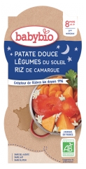 Babybio Bonne Nuit Sweet Potato Sun Vegetables Rice 8 Months and + Organic 2 x 200 g Bowls