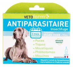 Vetoform Antiparasit&aacute;rio Inseticida C&atilde;o Grande 3 Pipetas