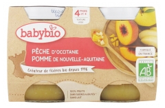 Babybio Pêche Pomme 4 Mois et + Bio 2 Pots de 130 g