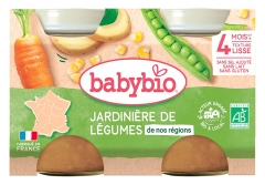 Babybio Gr&oslash;ntsagsmix 4 M&aring;neder og + &Oslash;ko 2 Krukker af 130 g