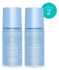 Sanoflore Déodorant Fraîcheur 24H Coton Roll-On Bio Lot de 2 x 50 ml