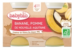 Babybio Banane Pomme 4 Mois et + Bio 2 Pots de 130 g