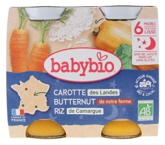Babybio Bonne Nuit Carotte Butternut Riz 6 Mois et + Bio 2 Pots de 200 g
