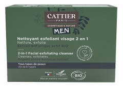 Cattier Men Nettoyant Exfoliant Visage Solide 2en1 Bio 85 g