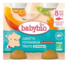 Babybio Zanahoria Calabaza Trucha 8 Meses y + Bio 2 x 200 g Tarros
