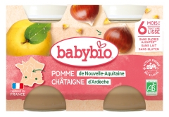 Babybio Jabolko Kostanj 6 mesecev in več Bio 2 lončka po 130 g