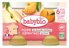Babybio Jablko a Klementinky 6 M a v&iacute;ce Bio 2 kel&iacute;mky po 130 g