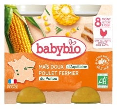 Babybio Pollo de Ma&iacute;z Dulce 8 Meses y + Ecol&oacute;gico 2 Botes de 200 g