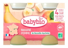 Babybio Banană Măr 4 Luni și + Bio 2 Borcane de 130 g