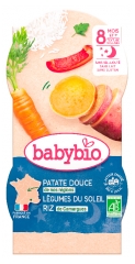 Babybio Bonne Nuit Patate Douce Légumes du Soleil Riz 8 Mois et + Bio 2 Bols de 200 g