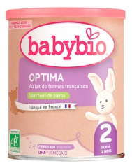 Babybio Optima 2 au Lait de Fermes Françaises de 6 à 12 Mois Bio 400 g
