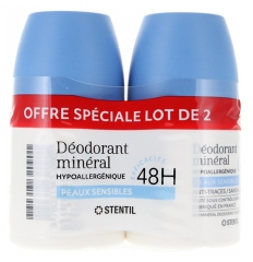 Stentil Desodorizante Mineral Peles Sens&iacute;veis 48H Roll-On Pack de 2 x 50 ml