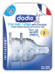 Dodie 2 Tétines Rondes 3 Vitesses Anti-Colique Débit Moyen 0-6 Mois