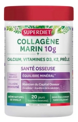 Superdiet Collagène Marin 10 g + Calcium, Vitamine D3, K2, Prêle 240 g