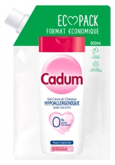 Cadum Hypoallergeeninen Vartalo- ja Hiussuihkugeeli Eco-T&auml;ytt&ouml;pakkaus 500 ml