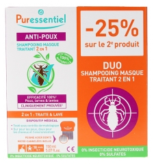 Puressentiel Antipiojos Champ&uacute; Mascarilla Tratamiento 2 en 1 Pack de 2 x 150 ml