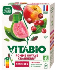 Vitabio Appel Guave Cranberry Bio 4 knijpzakjes van 100 g