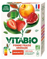 Vitabio Appel Aardbei Granaatappel Bio 4 Knijpzakjes van 100 g
