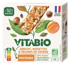 Vitabio Abrikoos Hazelnoten & Pompoenpitten Biologische Eiwitreep 3 Stuks