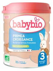 Babybio Primea Croissance 3 au Lait de Vache Français de 10 Mois à 3 Ans Bio 800 g