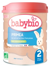 Babybio Primea 2 au Lait de Fermes Françaises de 6 à 12 Mois Bio 800 g