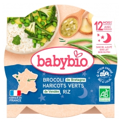 Babybio Boa Noite Del&iacute;cia de Br&oacute;colos Feij&atilde;o Verde Arroz 12 Meses e + Bio 230 g