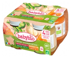 Babybio Mes 1ers Légumes Offre Diversification dès 4 Mois Bio 4 Pots de 130 g