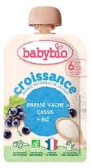 Babybio Croissance Brassé Vache Cassis Riz 6 Mois et + Bio Gourde 100 g