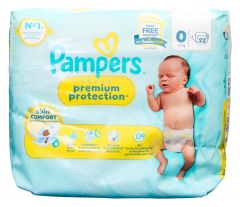 Pampers Premium Protection Skin Comfort 22 Nappies Size 0 (3 kg and -)