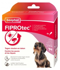 Beaphar Fiprotec Oplossing Spot-On Kleine Hond 2 tot 10 kg 4 Pipetten