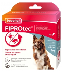 Beaphar Fiprotec 134 mg Solu&ccedil;&atilde;o Spot-On C&atilde;es 10 a 20 kg 4 Pipetas
