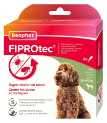 Beaphar Fiprotec 268 mg Solu&ccedil;&atilde;o Spot-On C&atilde;es Grandes 20 a 40 kg 4 Pipetas
