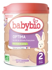 Babybio Optima 2 au Lait de Fermes Françaises de 6 à 12 Mois Bio 800 g