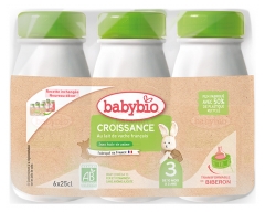 Babybio Crecimiento con Leche de Vaca Francesa 3 de 10 Meses a 3 a&ntilde;os Bio 6 Botellas de 25 cl