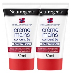 Neutrogena Cremă de M&acirc;ini Concentrată Fără Parfum Set de 2 x 50 ml