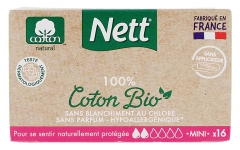 Nett 100% Algod&oacute;n Ecol&oacute;gico 16 Mini Tampones