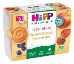 HiPP 100% Fr&uuml;chte &Auml;pfel Bananen Rote Fr&uuml;chte ab 6 Monate Bio 4 Gl&auml;schen