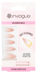 Invogue 24 Unhas Posti&ccedil;as Stiletto Degrad&ecirc; Rosa