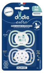 Dodie Extra 2 Sucettes Anatomiques Symmetrical Jour Nuit 0-6 Mois