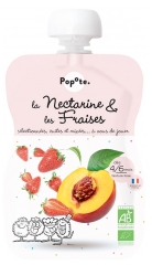 Popote Knijpzakje Nectarine &amp; Aardbeien Compote Vanaf 4/6 Maanden Bio 120 g