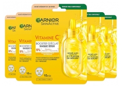 Garnier SkinActive Vitamin C Masque en Tissu Sérum Booster d\'Éclat Lot de 5 x 28 ml