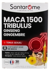 Santarome Maca 1500 Tribulus Ginseng Gingembre 20 Ampoules