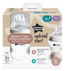 Tommee Tippee Closer to Nature 2 Baby Bottles 260ml 0 Month and +