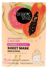 Organic Shop Maschera in Tessuto Antiossidante &amp; Anti-Et&agrave; Guava &amp; Papaia 1 Maschera 25 g