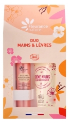 Fleurance Nature Organiczny Intensywnie Odżywczy Sztyft do ust 4 g + Organiczny Krem do Rąk z Kwiatem Wiśni 30 ml
