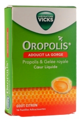 Vicks Oropolis Herz Fl&uuml;ssig Propolis und Gel&eacute;e Royale Zitronengeschmack 16 Pastillen